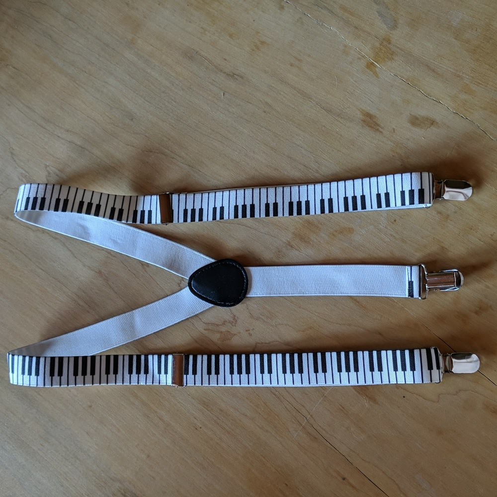 Piano key adult suspenders